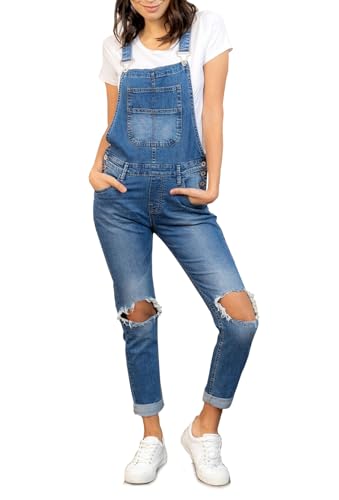 OSAB 88079 Knackige Damen Jeans Latzhose Hose Pants Träger Röhren Overall Destroyed Pants
