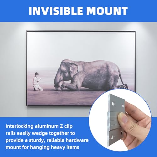 Image of 8 Pcs French Cleat Picture Hanger, 2 inch inch /4 inch inch /6 inch inch Aluminum Z Hanger Wall Mounting Bracket Z Bar Clips for Hanging Mirrors, Photos, Panels, Artwork, Cabinet, Whiteboard, Silver