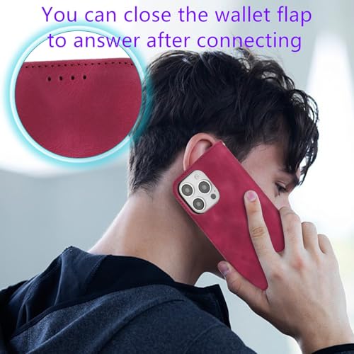 Jaorty Case for iPhone 16 Pro Wallet with Wrist Strap,Matte Burgundy - image 5
