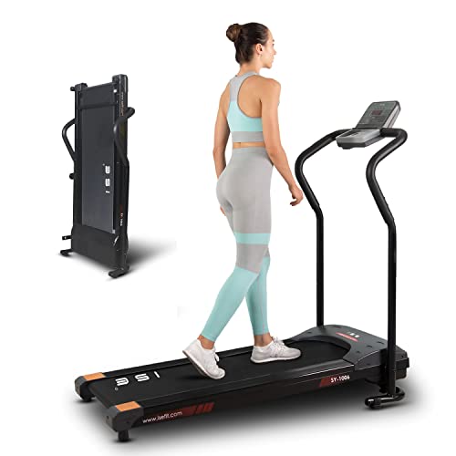 ISE Tapis de Marche Silencieux Motorise Inclinable 750W, Tapis de Course Pliable 5 Programmes Vitesse Réglable&Ecran LCD, Treadmill Home Compact, Walking Pad Tapis Roulant Pliable Professionnel