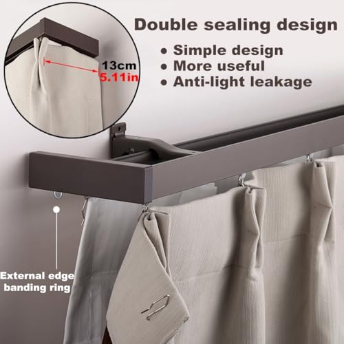 Tringle à rideaux double 5m réglable en aluminium noir pour séparation - 6