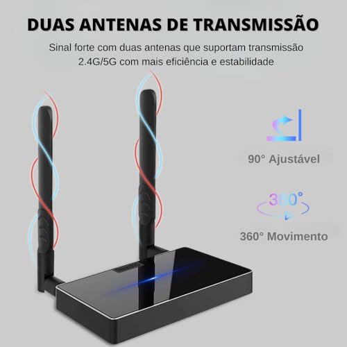 Transmissor de Vídeo Sem Fio com HDMI, resolução 4K e alcance de até 30 Metros, 5Ghz