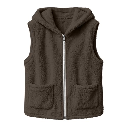 Womens Fuzzy Fleece Vest Hooded Full Zip Sleeveless Jacket with Pockets - image 4