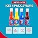ICEE 4 Pack Slushie Syrups. Genuine ICEE Shaved Ice Snow Cone Syrup including Watermelon, Lemonade, Blue Raspberry & Cherry Flavors. 4 x 6.1floz. Perfect For Snow Cones, Slushies, Sodas & Ice Pops.
