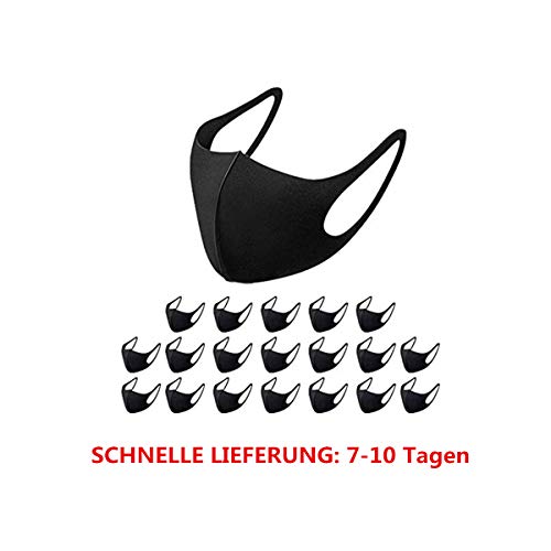Preisvergleich Produktbild Cuteelf 20 Stück Gesichtsschutz Schal Fashion Unisex Gesichtsschal Wiederverwendbare und Waschbare Gesichtsbedeckung Laufen Radfahren Skifahren Outdoor Aktivitäten (Schwarz, One size)