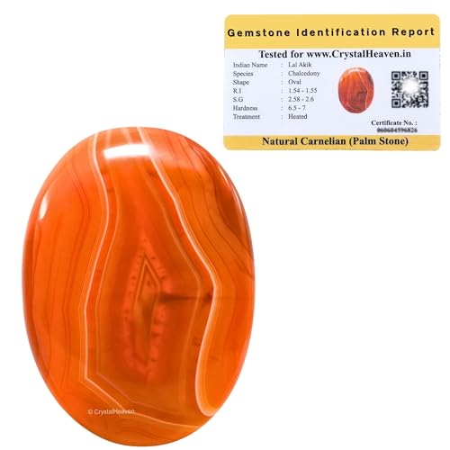 Image of Certified Carnelian Crystal Palm Pebbles Stones for Anxiety Stress Relief Massage - AAA Grade Original Healing Gemstone Agate Palm Stone for Yoga Meditation Spiritual Reiki Feng Shui