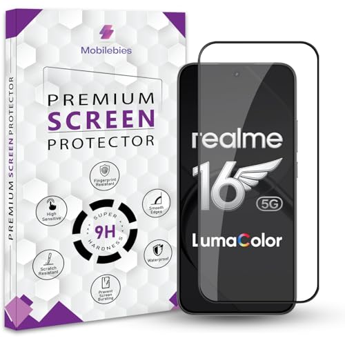 Image of Premium Tempered Glass Screen Protector Guard For Realme 16 5G (6.57 Inch, Pack of 1) | Edge to Edge Coverage With Easy to installation kit