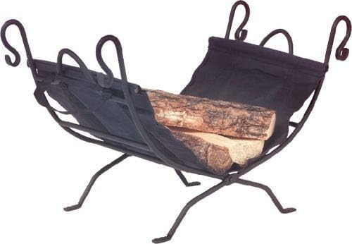 Shop Chimney Black Wrought Iron Log Holder with Canvas Carrier - 17.5 inch
