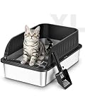 ICOYEA – Katzenklo Edelstahl, Katzentoilette Groß XXL mit Schaufel, K