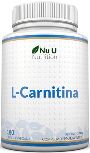 L Carnitina 2200mg   180 Cápsulas Veganas de Alta Potencia   Con riboflavina, biotina, cromo, vitamina D, B3 y B6   Tartrato de L Carnitina   Fabricado en Europa   Nu U Nutrition