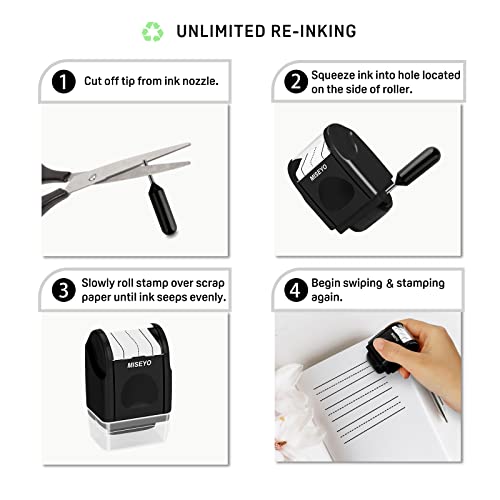 Image of Miseyo Dashed Handwriting Lines Practice Roller Stamp,Self-Inking Line Rolling Stamps for Kids Writing - Black