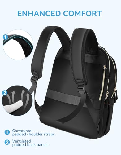 BOSTANTEN 15.6 Inch Laptop Backpack for Women- College Teacher Computer Bag Travel Backpack Purse Brown＆Black3