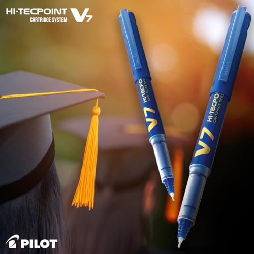 Pilot V7 Hi-tecpoint Roller ball pen with Cartridge System - 2 Blue Pens, 4 cartridges (Image - 4)