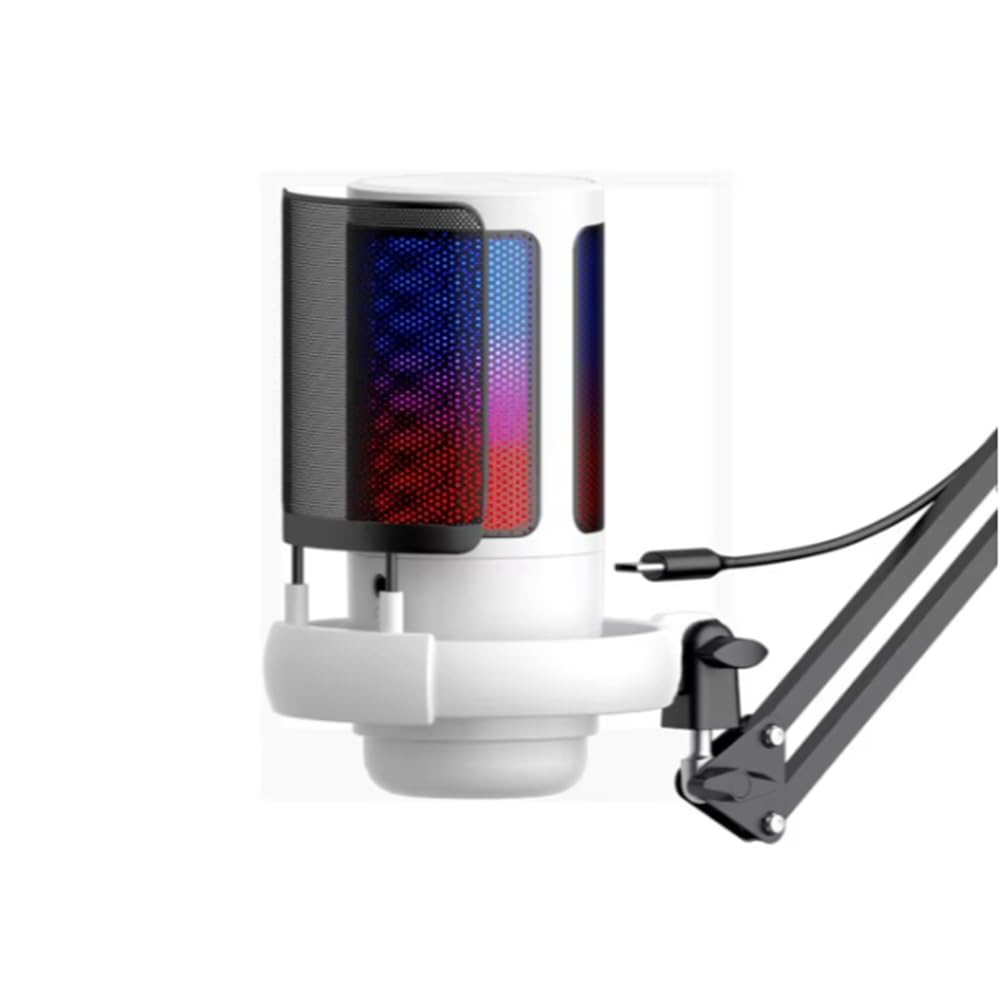Mikrofon pojemnościowy USB RGB ze stojakiem biurkowym do