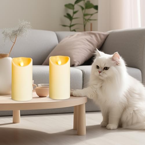 Image of YIWER Plastic Battery Operated Candles,Pack of 6 Flameless LED Candle with 10 Key Remote and Timer Electric Fake Flickering Light D3 inchH6 inch Last 200 Hour