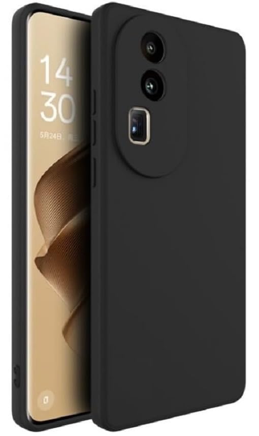 Image of Liquid Silicone Back Case Cover for Oppo Reno 11 5G - Flexible With Inner Lining and Camera Protection - Black