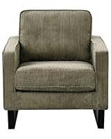 Beliani Retro Sessel Cord grün mit Armlehnen Schwarze Füße aus Edelstahl Vind