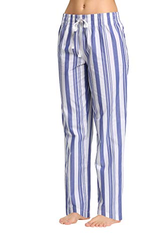 CYZ Women's 100% Cotton Woven Poplin Sleep Pajama Pants-IndigoStripe-M