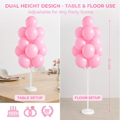 Image of Balloon Column Kit for Floor- Set of 2,Balloon Columns with Stand, Base and Pole,Balloon Tower Backdrop Decoration for Wedding, Baby Shower, Birthday Party, or Bachelorette Parties (Light Pink)