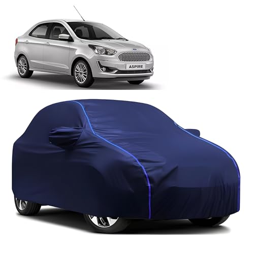 Image of Kerwa Car Body Cover Waterproof with Ford Aspire, Dust & UV Resistant All-Weather Proof Full Body Cover, Blue with Blue Lining, Triple Stitch Elasticated Bottom with Mirror Pocket