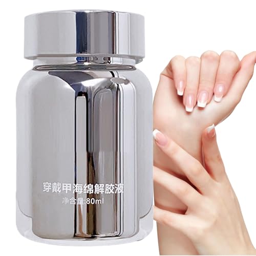 Quitapegas Para Uñas,Quita Pegamento Uñas 80ml con Esponja Absorbente Incorporada - Gel con la Piel de Cobertura Completa Preciso para Uso en Casa Salón Familia Mujeres Amigos