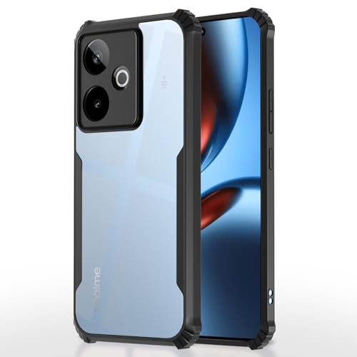 Image of Pikkme Back Cover for Realme GT 7 5G / GT 7T 5G | Ultra Hyrbid | Full Camera Protection | Raised Edge | Crystal Clear Transparent Bumper Case (Black)