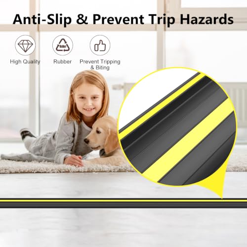 Image of Eapele Floor Cord Cover 6.5ft Cord Covers for Wires on Floor, Linkable Heavy Duty Extension Cord Cover, Rubber Floor Cable Cover, Prevent Trip Hazard for Sidewalk Home Office Outdoor or Indoor
