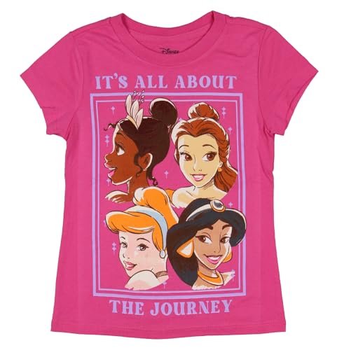 Disney Princess Girls' It's All About The Journey Tiana Jasmine Belle And Cinderella Kids T-Shirt