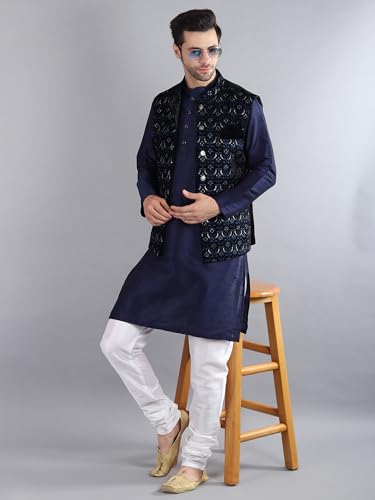 Image of Uri and MacKenzie Men's Silk Blend Kurta Pajama with Designer Ethnic Nehru Jacket /Modi Jacket
