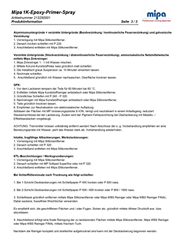 MIPA 1K-Epoxy-Primer-Spray, Korrosionsschutz, Füller, Grundierung Autolack 400ml