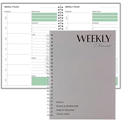 KAICN A5 Weekly To Do Planner Notebook,Weekly Goal To Do List Planner, Priorities, Habit Tracker, Note Page, Fashion Design with Hard Cover and Spiral Binding, 6"x8.5" Office Organization Notebooks Cover