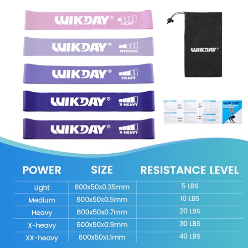 Image of WIKDAY Resistance Bands for Working Out Exercise Loop Bands Workout Bands Set for Men Women Body Stretching, Crossfit Training, Home Workout, Physical Therapy, Booty Legs, Set of 5