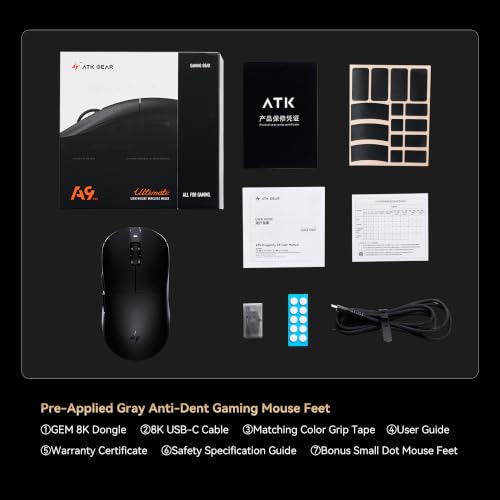 Image of ATK Dragonfly A9 Ultimate+ Wireless Gaming Mouse, PAW3955 Master Sensor, DPI up to 50,000, 55g Lightweight, 8K Polling, 800 Hr Battery Life, All-New Nano Coating, Dual-Mode 2.4G /Wired - Pink