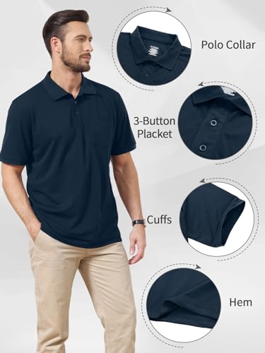 Corna Cotton Blend Men's Polo Shirts Short Sleeve Casual Stylish Solid Performance Dry Fit Golf Shirts for Men3