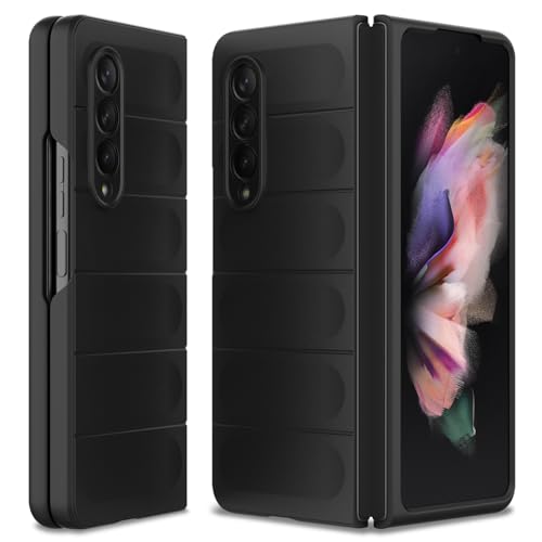 BonYonka Hülle Kompatibel mit Samsung Galaxy Z Fold 3 Hard PC Stoßfest Schutzhülle Kratzfest Rugged Cover Rundumschutz Schutzhülle mit Kameraschutz Schwarz