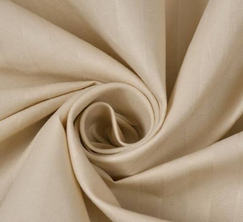 Image of Blue Strip Polycotton Bedsheet, Double 90x100 (Cream) | Hotel Quality | Soft, Breathable & Colourfast | Wrinkle Resistant | Machine Washable | Pillow Covers Included
