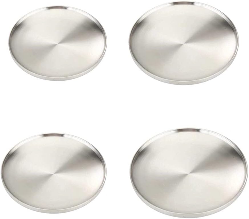 Stainless Steel Double Layer Round Dinner Plate Heat Insulation Dish Anti-scald Bowl Korean Seasoning Dish