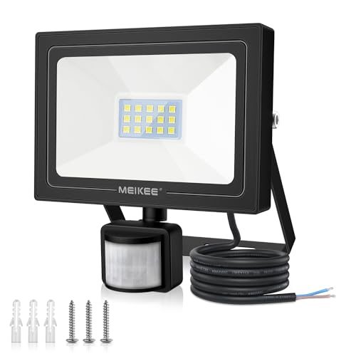 MEIKEE 15W Security Lights Outdoor Motion Sensor PIR Light 1200 Lumen Daylight White 6500K Sensor Flood Lights Outdoor IP66 Waterproof 180° Adjustable for Garden Garage Driveway Yard Forecourt