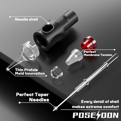 Image of POSEIDON 20PCS Tattoo Cartridge Needles #10 (3RL) Standard Round Liner Tattoo Needles with Membrane Professional Disposable and Safety Tattoo Needles for Tattoo Pen