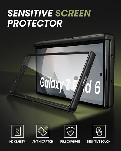 Image of for Galaxy Z Fold 6 Case with Card Holder & Kickstand & Hinge Protection & Sliding Lens Cover, Built-in Screen Protector, Rugged Wallet Phone Cover Case for Samsung Z Fold 6 5G 2024, Black