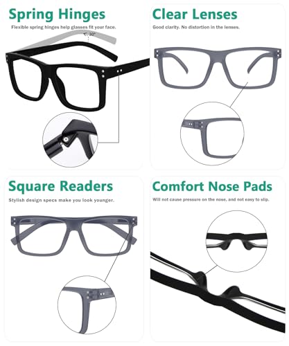 Image of Eyekepper 1.0 Reading Glasses Men, Oversized Readers Women, Black & Grey | Stylish Mens Womens Cheaters,Large Fashion Reader Eyeglasses,All-Day Comfort Spring Hinges,Scratch Resistant for Work /Crafts
