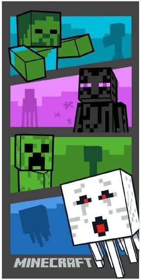 Minecraft Strandtuch, Badetuch 70×140 cm, 100% Baumwolle (Minecraft Adventure Time)