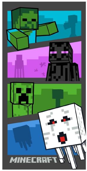 BrandMac Toalla de playa, toalla de baño, 70 x 140 cm, 100% algodón (Minecraft Adventure Time)