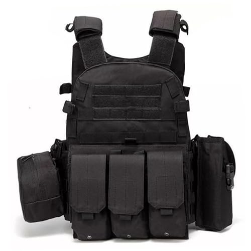 Licsaliwe Chaleco Molle Airsoft Multifuncional Ajustable Transpirable - Portador de Placa de Paintball para Entrenamiento de Guardia de Seguridad de Campo al Aire Libre, Negro