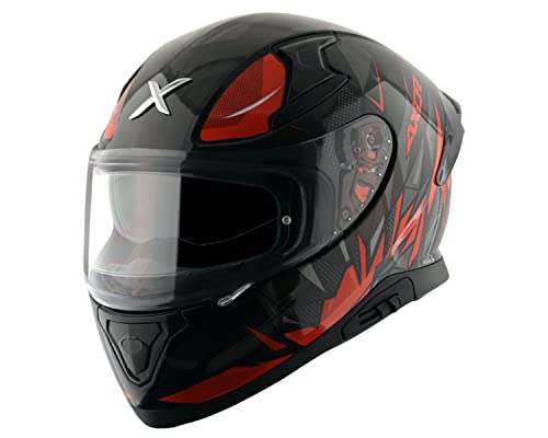 Image of Axor Apex Hunter ISI ECE DOT Certified Full Face Dual Visor Helmet For Men And Women With Pinlock Fitted Outer Clear Visor And Inner Smoke Sun Visor Black Orange Helmet-M