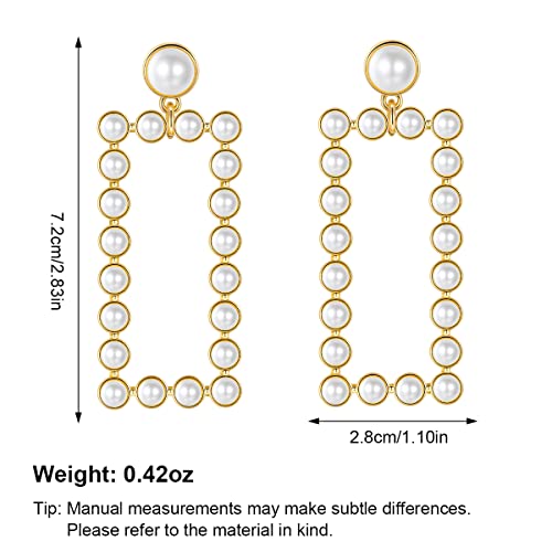 YUJIE Women's Chic Pearl Earrings Geometric Pearl Drop Earrings Pearl Dangle Earrings Jewelry4