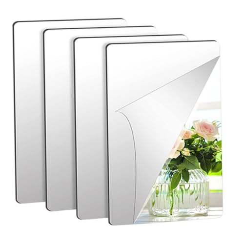EXCEART 4 Piezas Espejos Adhesivos Acrílicos para Pared Pegatinas Autoadhesivas Modernas para Baño y Salón Decoración Interior sin Marco Fácil Aplicación y Efecto Espejo Ampliado