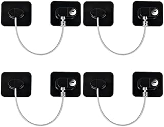 YEYA Refrigerator Lock, No Drill Cabinet Locks with Keys, Child Safety Strap Locks 4 Pack