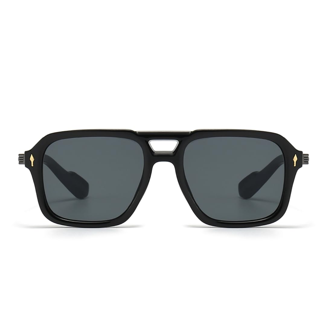 Herren Pilotenbrille Retro Doppelsteg Quadratische Rahmen Sonnenbrille