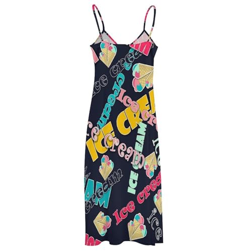 Robe maxi sans manches crème glacée, création d'été fluide de qualité supérieure - 4